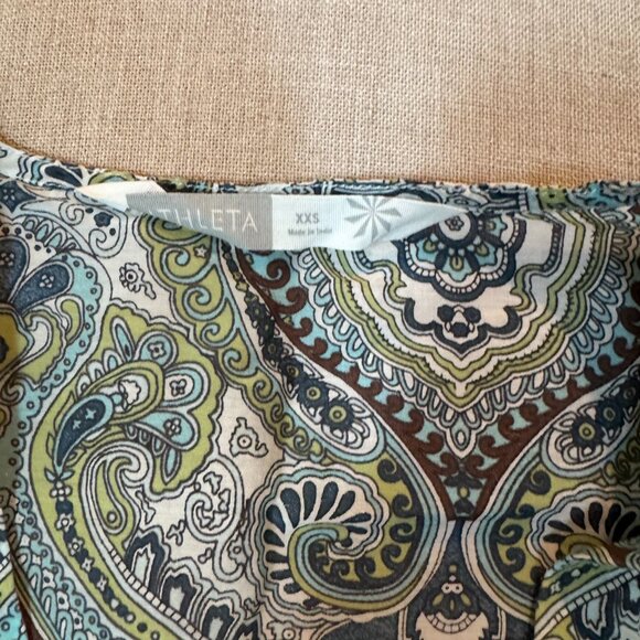 Athleta Silk Blend Swim Cover Up XXS Paisley Boho Print Lightweight Beach Dress - Picture 3 of 10